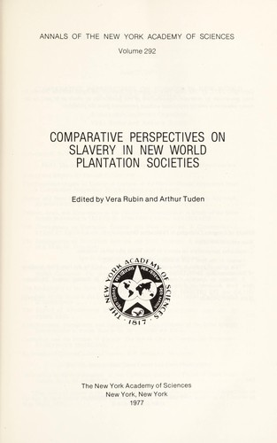 Cover for Comparative perspectives on slavery in New World plantation societies