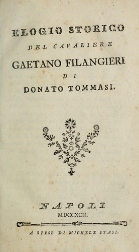 Cover for Elogio storico del cavaliere Gaetano Filangieri.