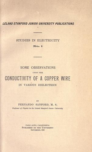 Cover for Some observations upon the conductivity of a copper wire in various dielectrics.