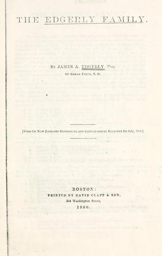 Cover for The Edgerly family.