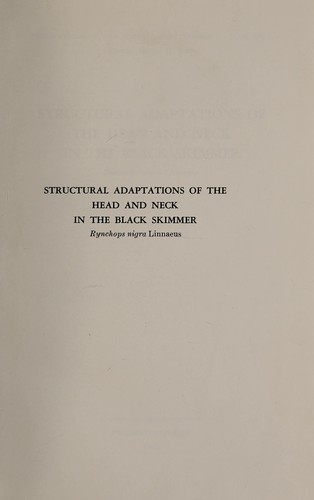 Cover for Structural adaptations of the head and neck in the black skimmer