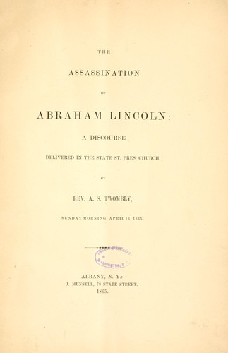Cover for The assassination of Abraham Lincoln