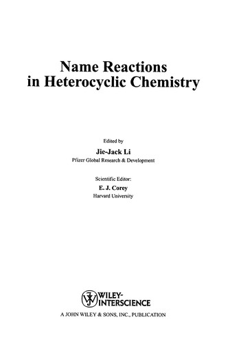 Cover for Name reactions in heterocyclic chemistry