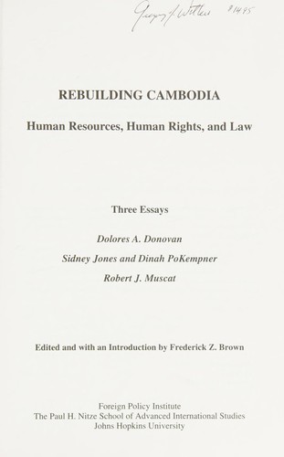 Cover for Reconstructing Cambodia