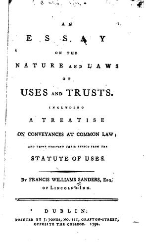 Cover for An essay on the nature and laws of uses and trusts.