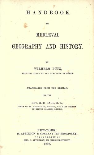 Cover for Handbook of mediaeval geography and history
