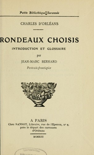 Cover for Rondeaux choisis