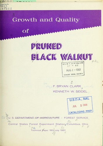 Cover for Growth and quality of pruned black walnut