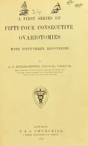 Cover for A first series of fifty-four consecutive ovariotomies