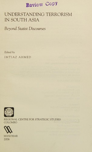 Cover for Understanding terrorism in South Asia