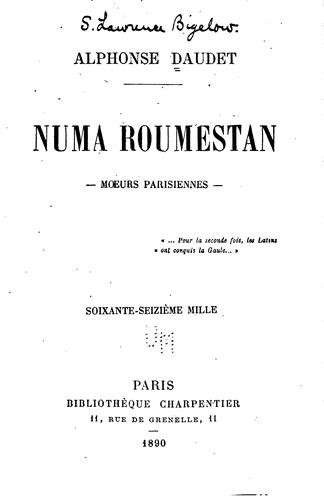Cover for Numa Roumestan: mœurs parisiennes...
