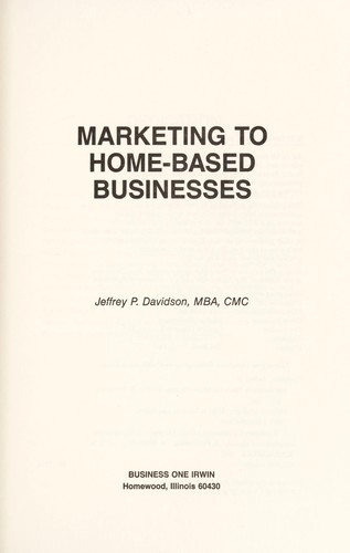 Cover for Marketing to home-based businesses