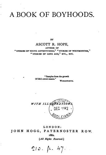 Cover for A book of boyhoods, by Ascott R. Hope