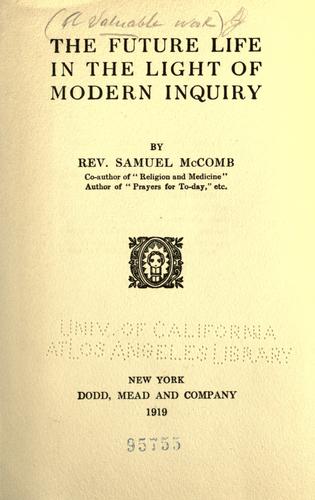 Cover for The future life in the light of modern inquiry