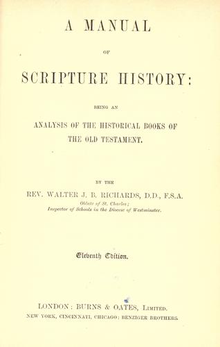 Cover for A manual of scripture history