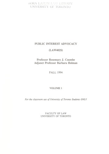 Cover for Public interest advocacy