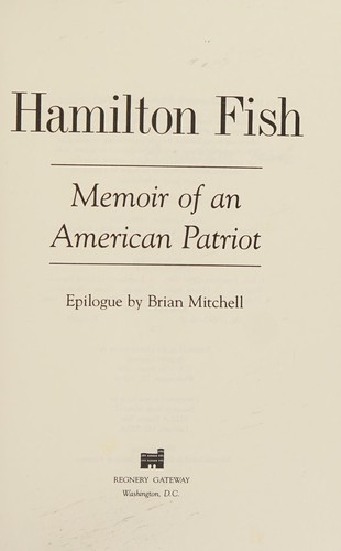 Cover for Memoir of an American patriot