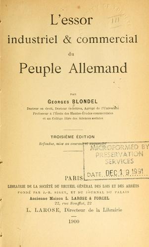 Cover for L' essor industriel & commercial du peuple allemand