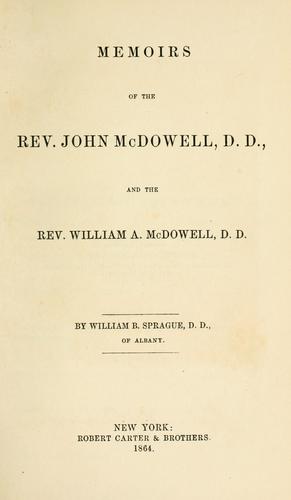 Cover for Memoirs of the Rev. John McDowell, D.D.