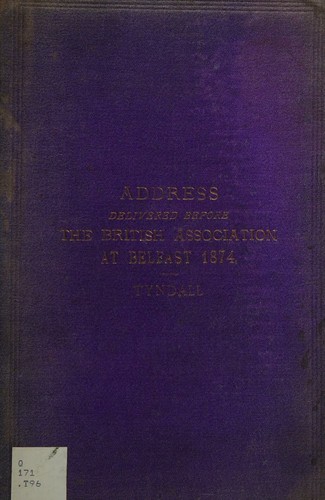 Cover for Address delivered before the British Association assembled at Belfast