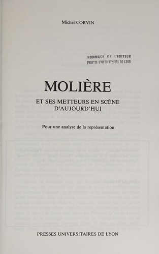Cover for Molière et ses metteurs en scène d'aujourd'hui