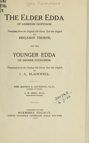 Cover for The elder Edda of Saemund Sigfusson