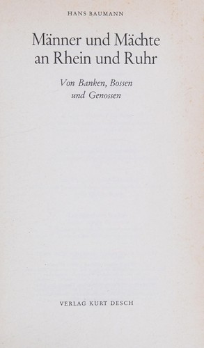 Cover for Männer und Mächte an Rhein und Ruhr