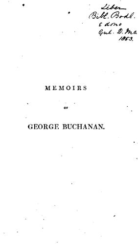 Cover for Memoirs of the life and writings of George Buchanan