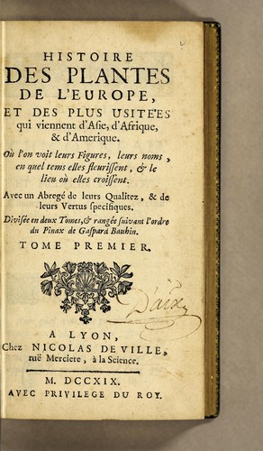 Cover for Historia das plantas da Europa, e das mais uzadas que vem de Asia, de Affrica, & da America