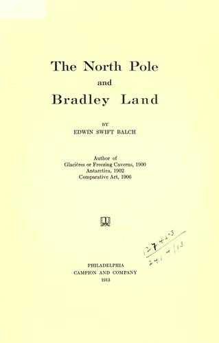Cover for The North Pole and Bradley Land.