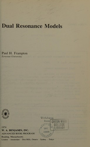 Cover for Dual resonance models