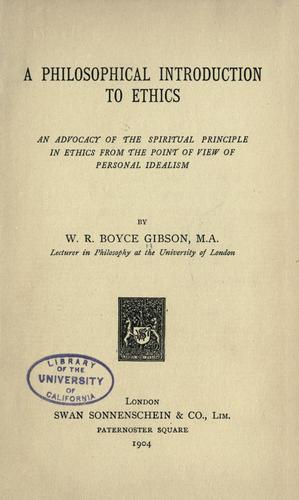 Cover for A philosophical introduction to ethics