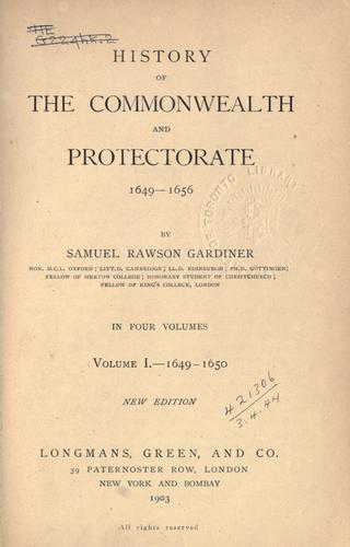 Cover for History of the Commonwealth and the Protectorate, 1649-1656