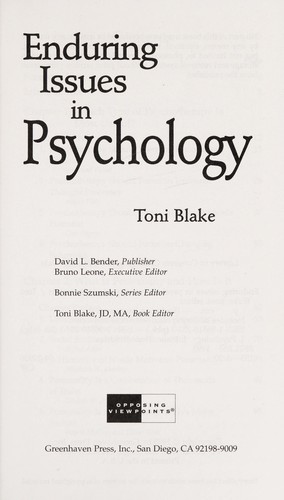 Cover for Enduring issues in psychology