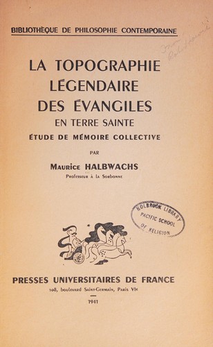 Cover for La  topographie légendaire des Évangiles en Terre Sainte