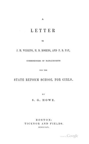 Cover for A Letter to J. H. Wilkins, H. B. Rogers, and F. B. Fay, Commissioners of Massachusetts for the ...