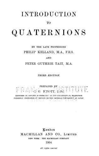 Cover for Introduction to quaternions