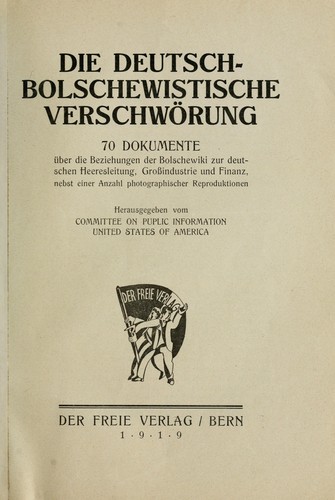 Cover for Die deutsch-bolschewistische Verschwörung