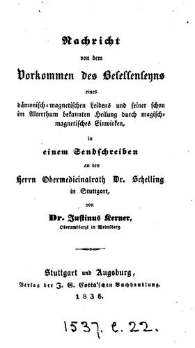 Cover for Nachricht von dem Vorkommen des Besessenseyns