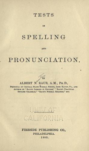 Cover for Tests in spelling and pronunciation.