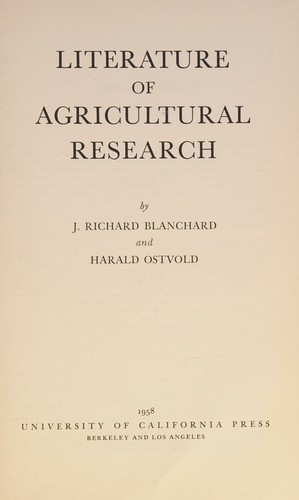 Cover for Literature of agricultural research