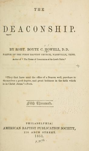 Cover for The deaconship.