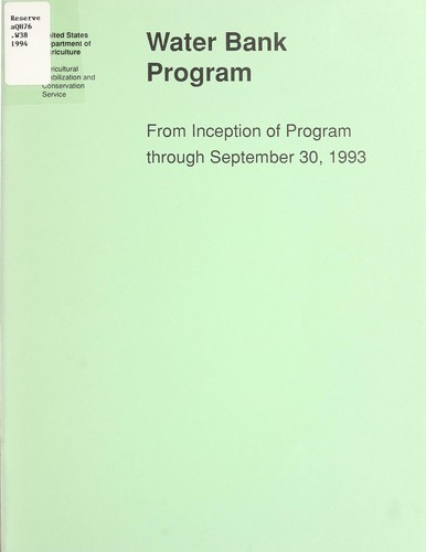 Cover for Water Bank Program