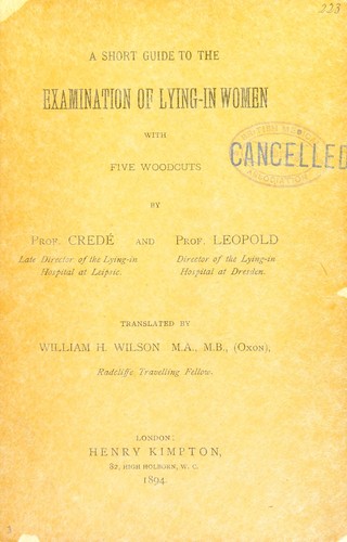 Cover for A short guide to the examination of lying-in women