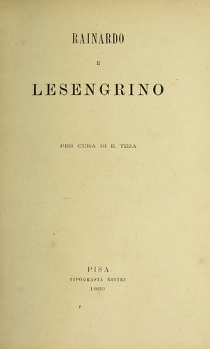 Cover for Rainardo e Lesengrino