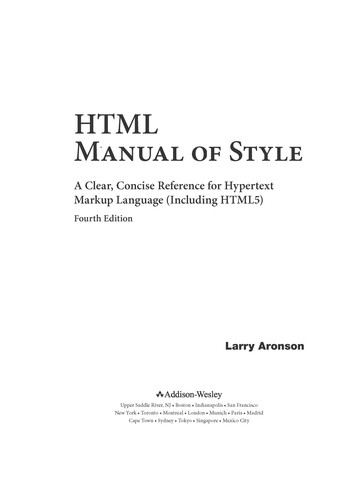Cover for HTML manual of style