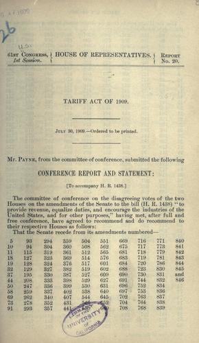 Cover for Tariff act of 1909 ...