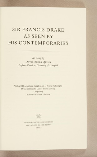 Cover for Sir Francis Drake as seen by his contemporaries