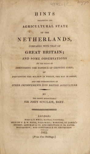 Cover for Hints regarding the agricultural state of the Netherlands, compared with that of Great Britain
