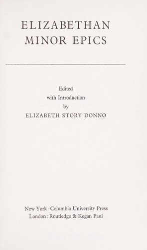 Cover for Elizabethan minor epics.